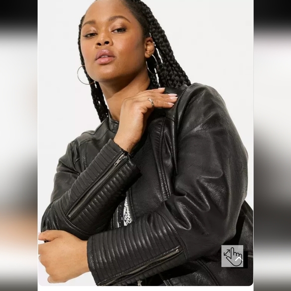 Torrid Vegan Leather Collarless Moto Jacket Plus Size 1x - Picture 4 of 16